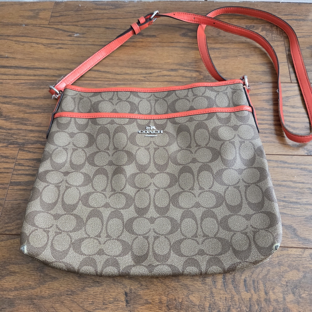 Coach Brown and Red Crossbody Bag